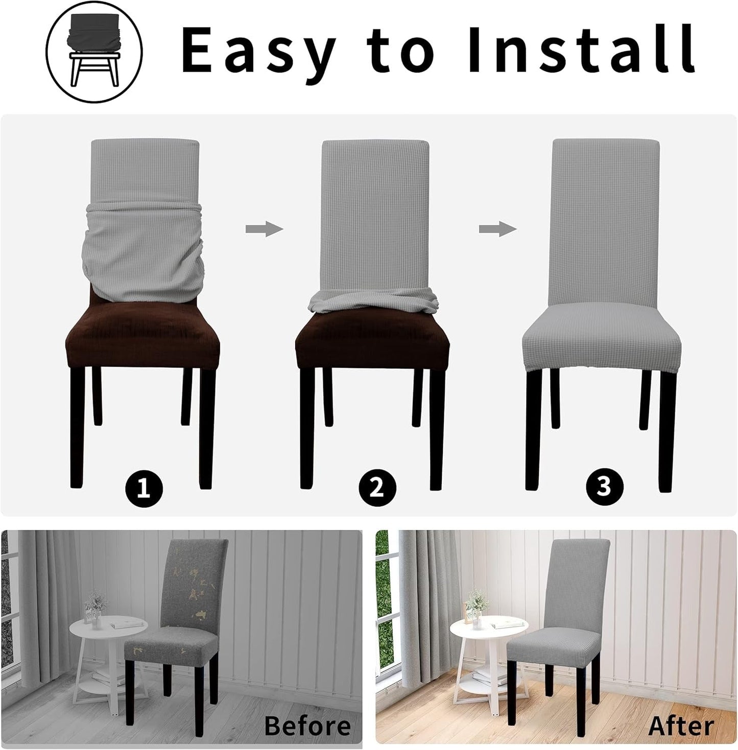 LuxGuard™ Premium Waterproof Stretch Dining Chair Covers