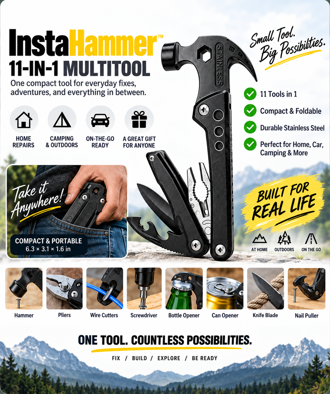 GoodsNova InstaHammer 11-in-1 Portable Multitool