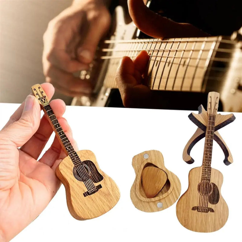 Wooden Acoustic Guitar Pick Box