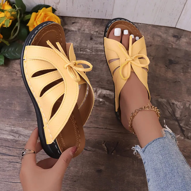 Summer Bows Tied Open Toe Low Heel Sandals